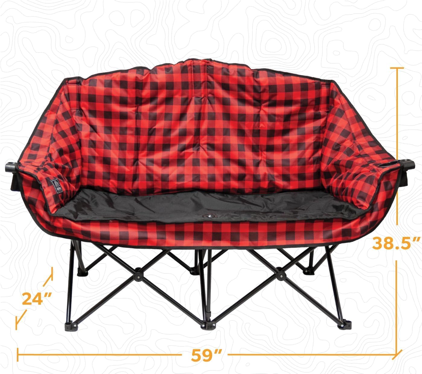 Kuma Outdoor Gear Double Chair/Bear Buddy with Carry Bag, Ultimate Portable Luxury Outdoor Camping Chair for Glamping, Sports & Outdoor Adventures (Red/Black)