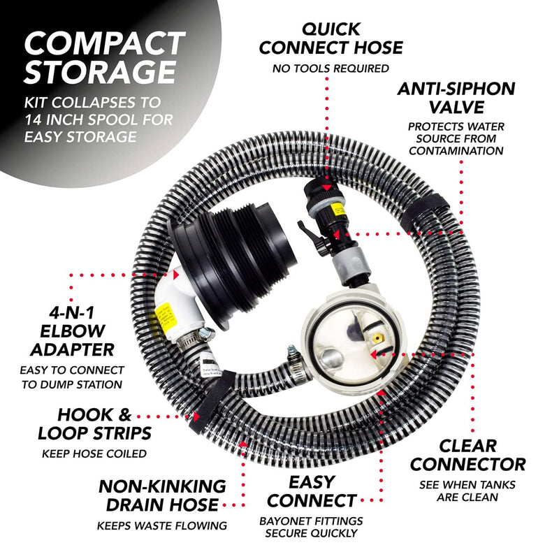 RV SewerSolution Valterra Drainage Kit with 10' Hose and Accessories