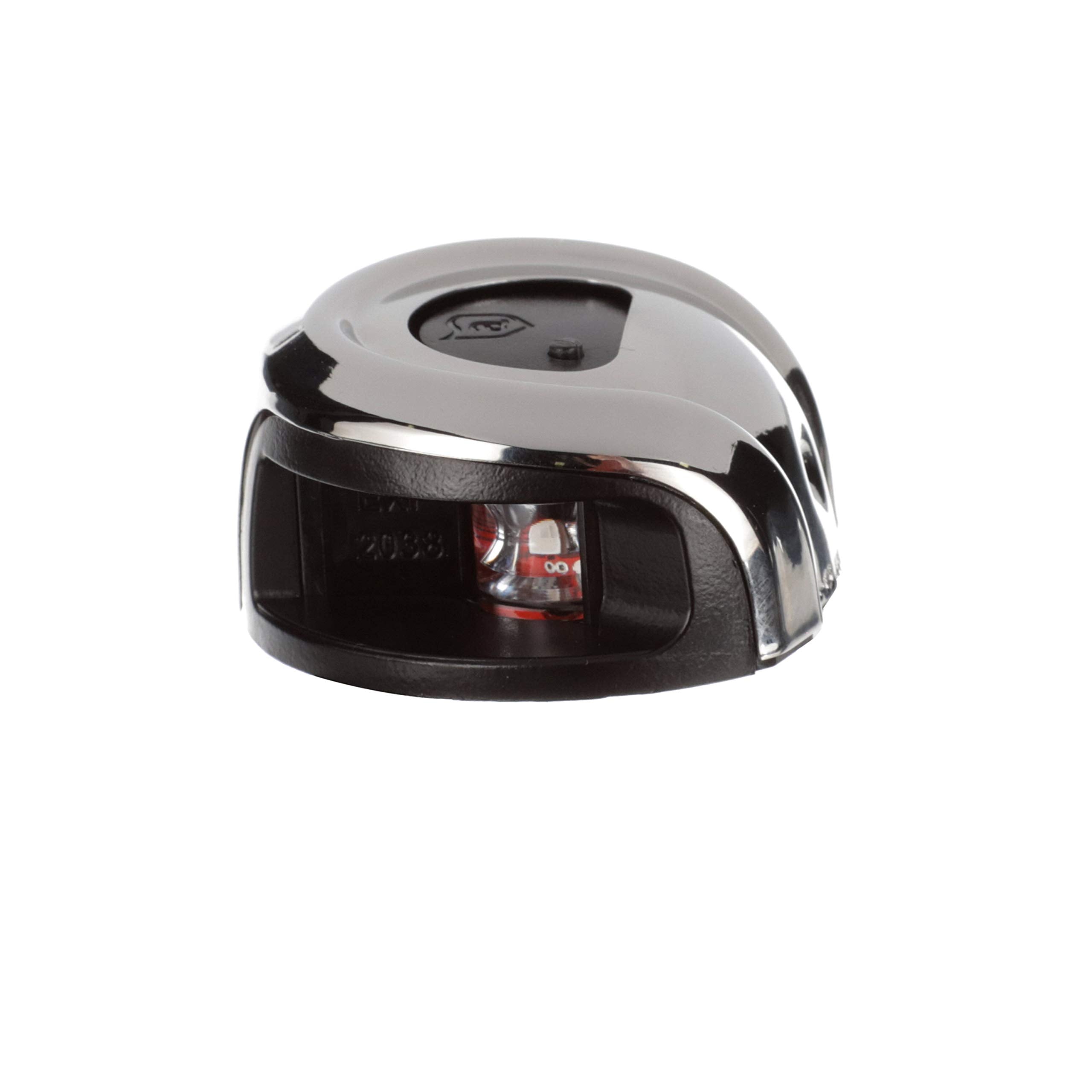 LightArmor Attwood NV2012SSR-7 2-Mile Navigation Deck Mount Sidelight, Red LED Lighting, Round Stainless Housing