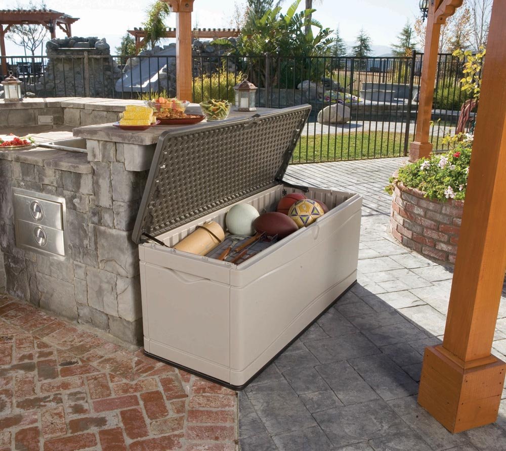 60012 LIFETIME Extra Large Deck Box, 130 Gallon, Desert Sand/Brown