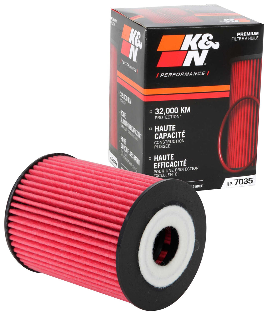 K&N Oil Filter Premium: 20,000 Mile Engine Protection, High Capacity/High Efficiency: Compatible with 2015-2021 GENESIS/HYUNDAI/KIA (See Product Description for Select Models), HP-7035