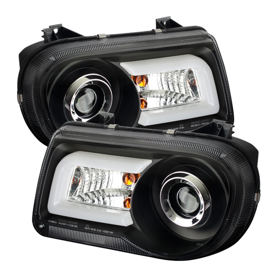 Chrysler 300C 05-10 Spyder 5075659 Projector Headlights - LED DRL - Black - High/Low H7 (Included)