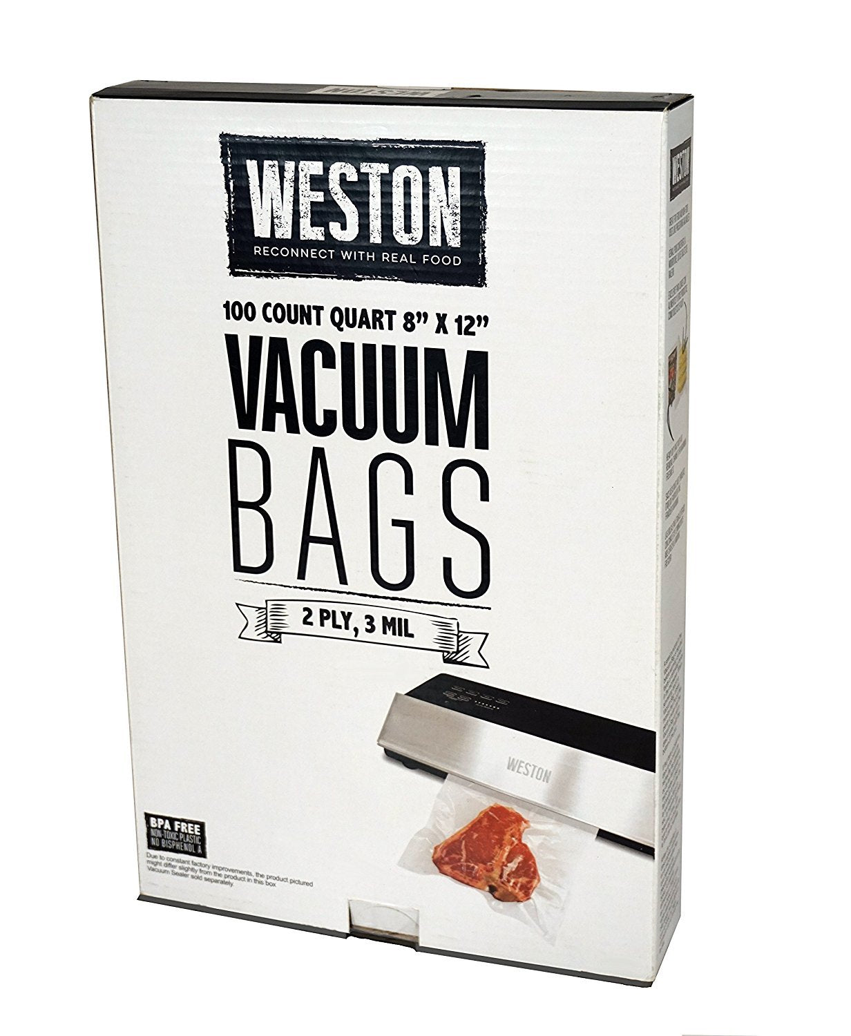 30 Count Weston Pint Vacuum Sealer Bags, 8" x 12", Transparent