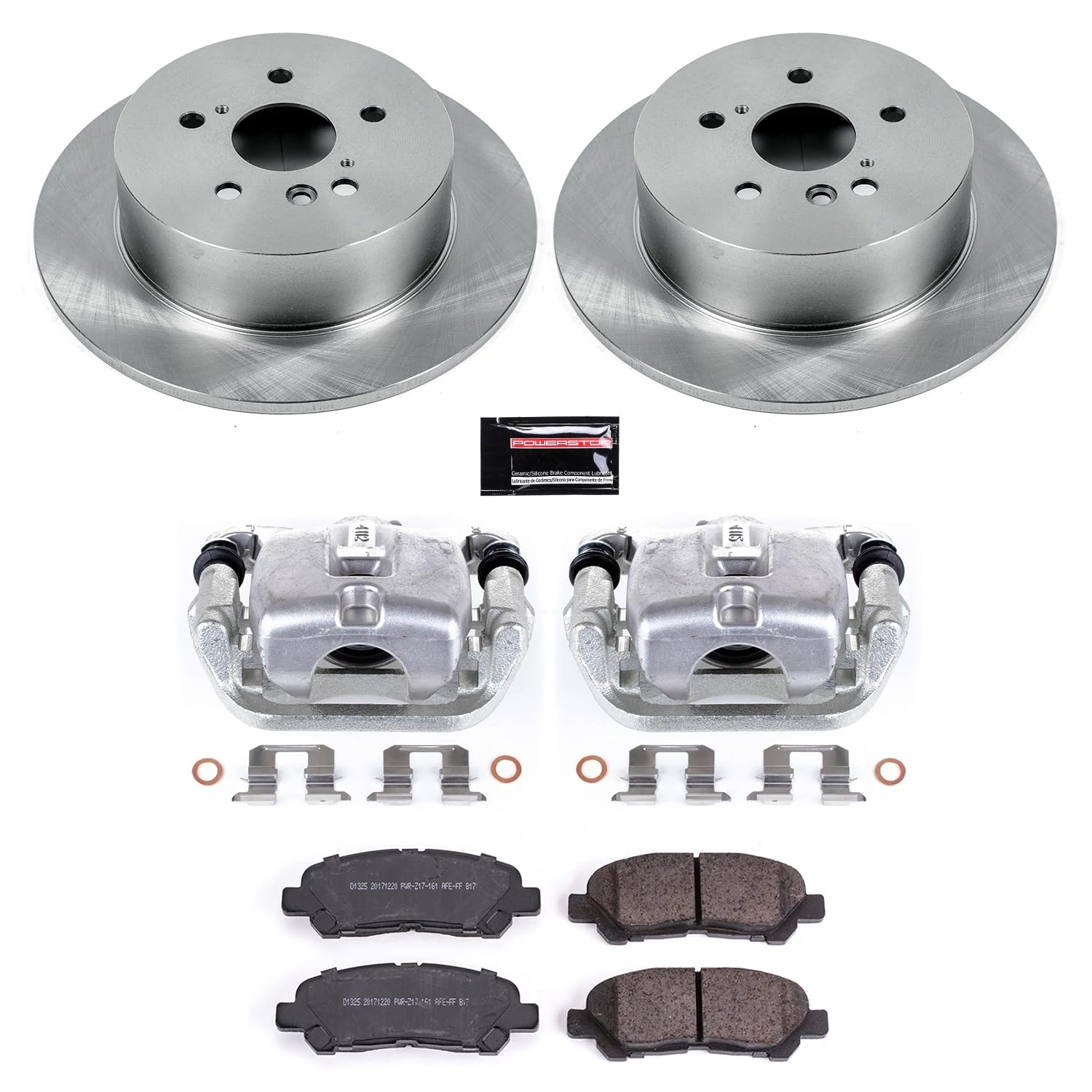 Power Stop KCOE4714 Replacement Autospecialty Rear Caliper Kit-Rotors, Ceramic Brake Pads, Calipers For Toyota Highlander 2008-2013 [Model Specific]