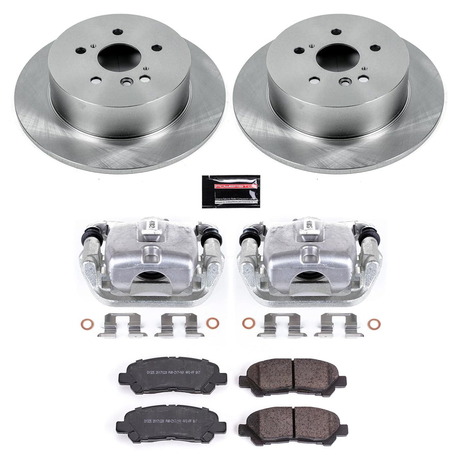 Power Stop KCOE4714 Replacement Autospecialty Rear Caliper Kit-Rotors, Ceramic Brake Pads, Calipers For Toyota Highlander 2008-2013 [Model Specific]