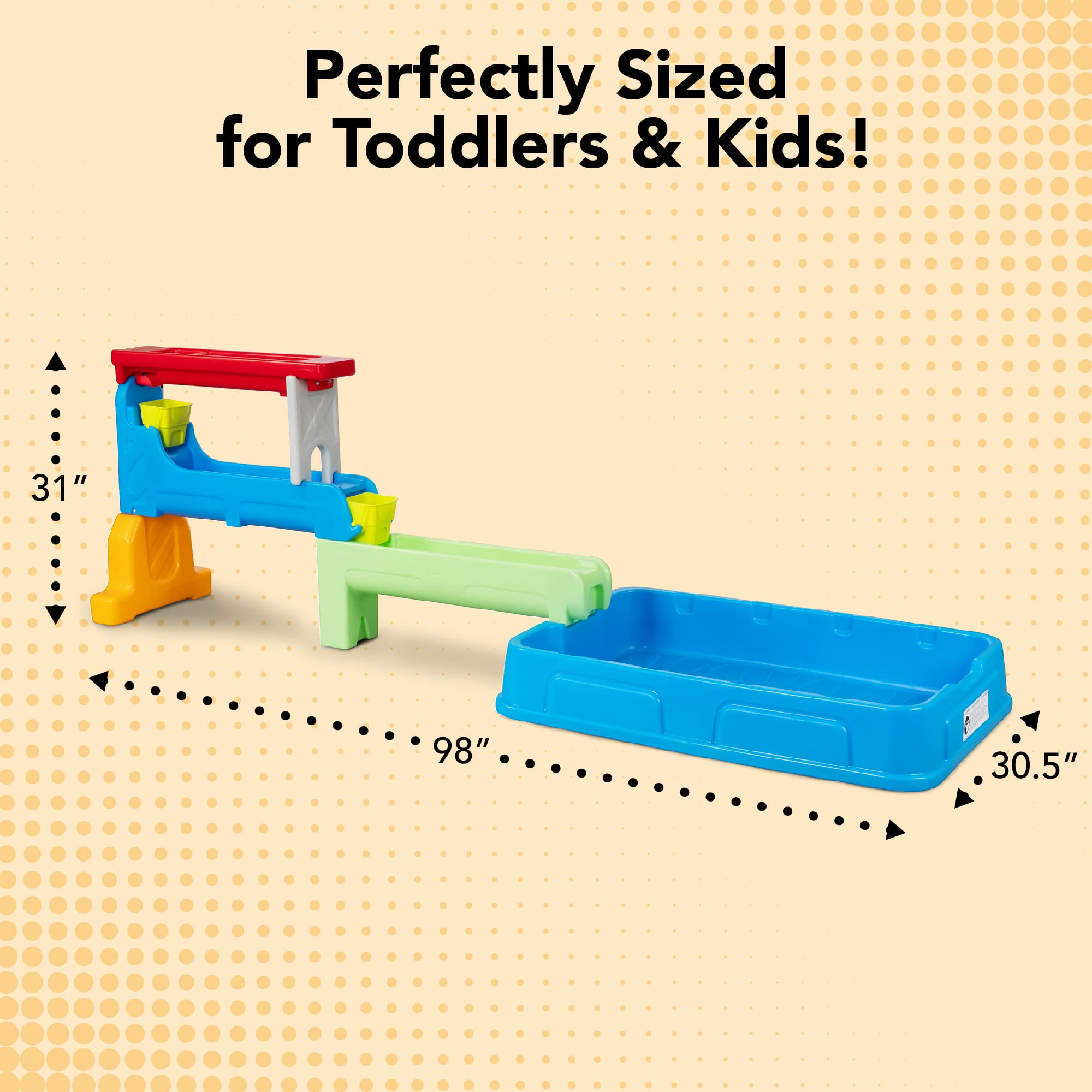Raindrop Falls Simplay3 Water Table and Splash Kiddie Pool for Toddlers and Kids, 9 Water Play Table Accessories