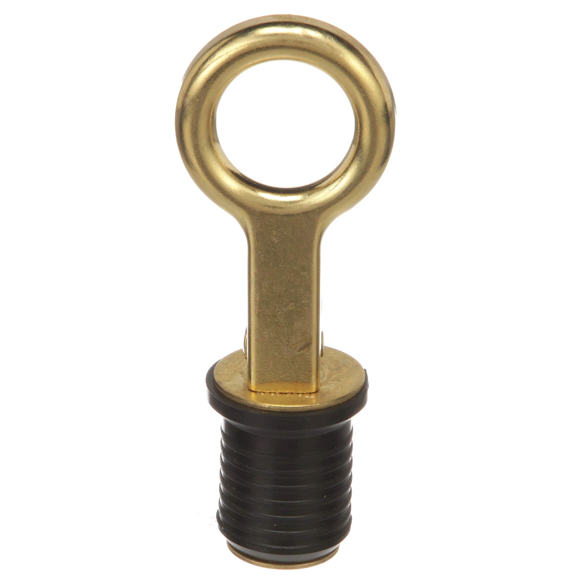 Attwood Snap-Handle 7524A7 Drain Plug, For 1-Inch-Diameter Drains, Locks in Place, Brass Handle, Rubber Plug