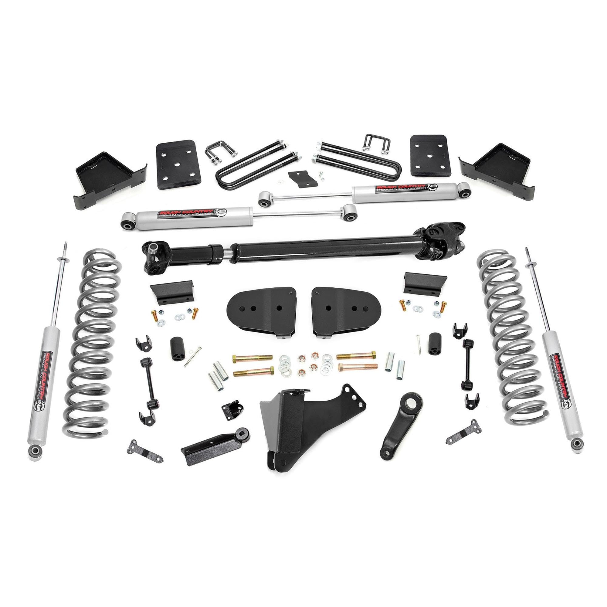 6 Inch Lift Kit Rough Country with N3 Shocks for Ford F-250/F-350 Super Duty (2023 w/No OVLDS) - Fits 3.5" Axle, Diesel, Includes FR Driveshaft