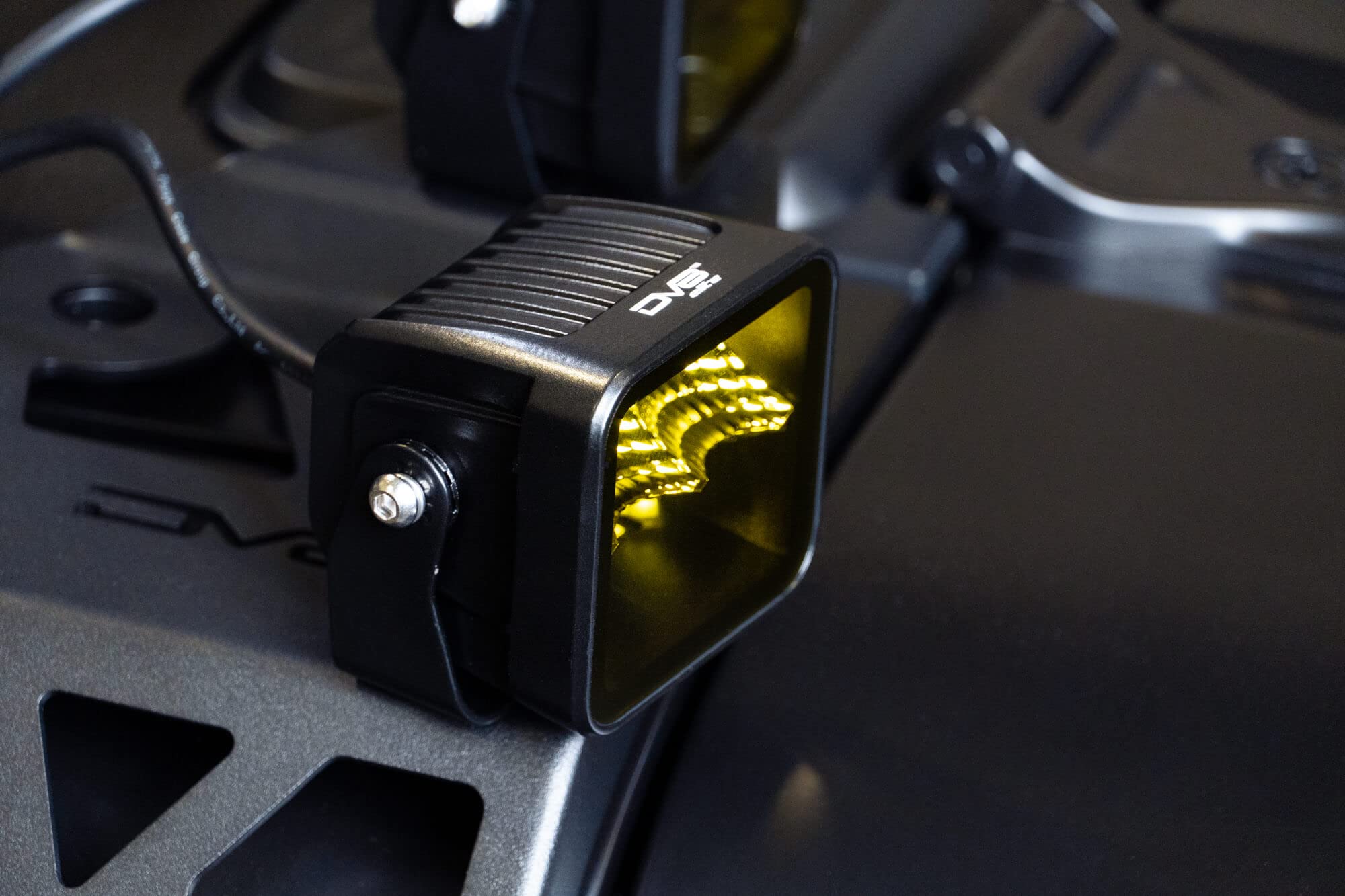 3-Inch DV8 Offroad Elite Series LED Amber Off-Road Light Pod | Flood Light Pattern | Size: 3” x 3” x 2.75” | Bezel-Less Housing with Heat Fins
