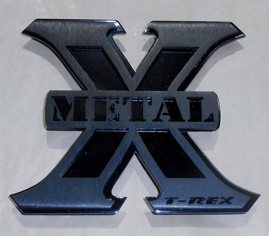 Brushed Small X-Metal Logo, 2 1/4 Inch Height x 2 2/1 Inch Wide - PN #6710011