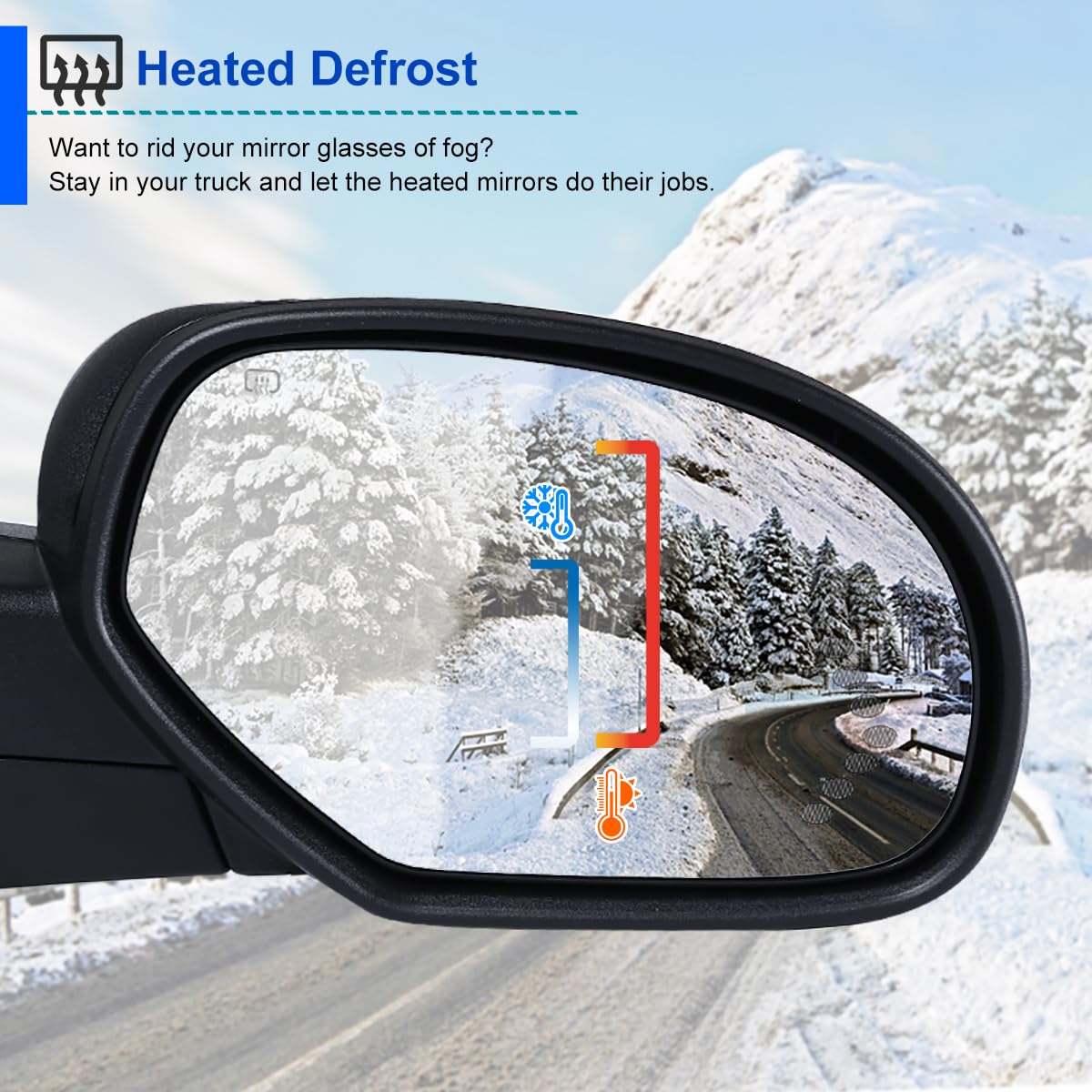 Spec-D Tuning Power Right Passenger Side Heated Manual Fold LED Arrow Mirror Compatible with 2007-2013 Chevy Silverado GMC Sierra