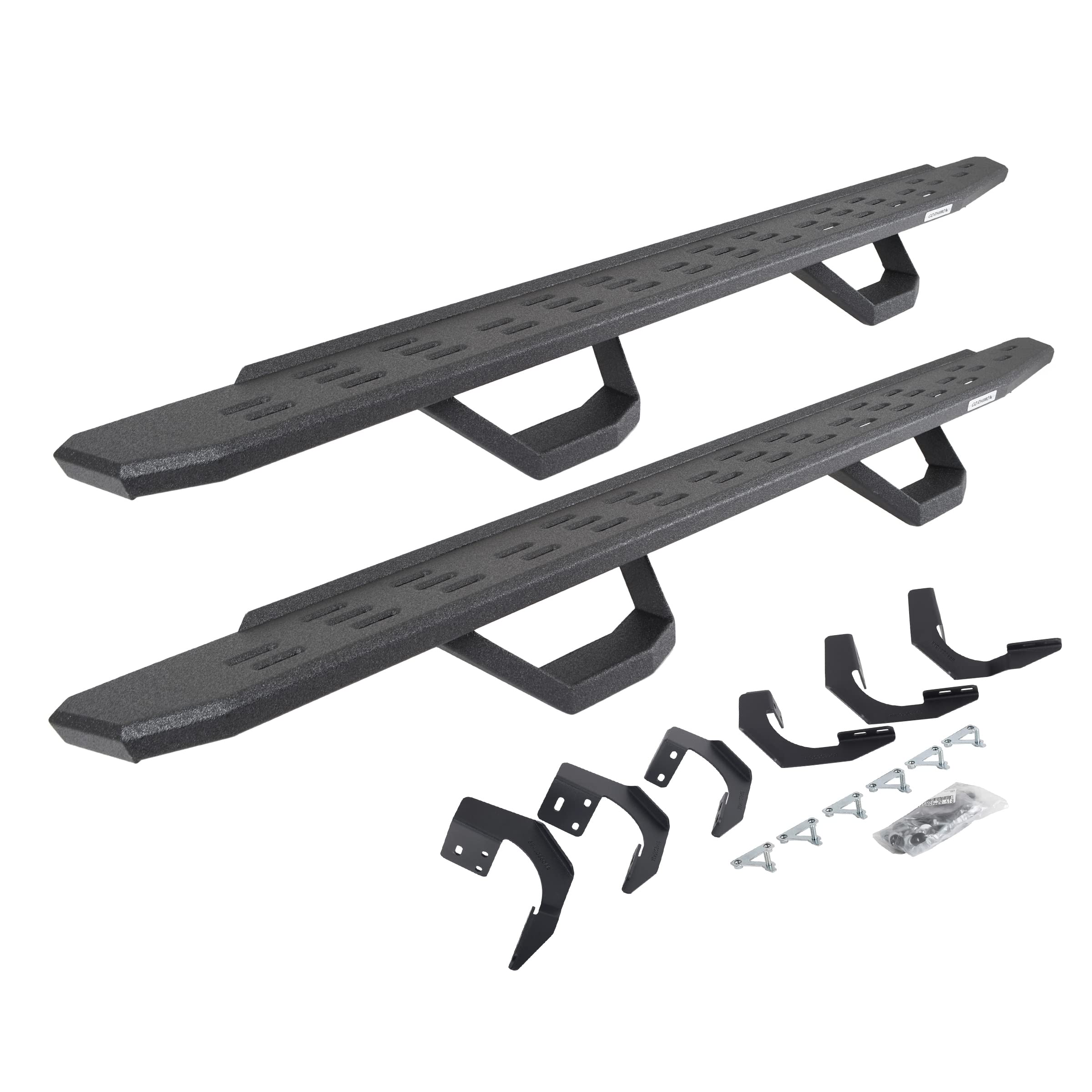 Go Rhino Running Boards RB30, Brackets, & 2 Pair of Drop Steps | Galvanized Steel, Protective Bedliner Coating | 6962998020T | Fits 2019-2023 RAM 1500 Classic Quad Cab & 2015-2018 RAM 1500 Quad Cab
