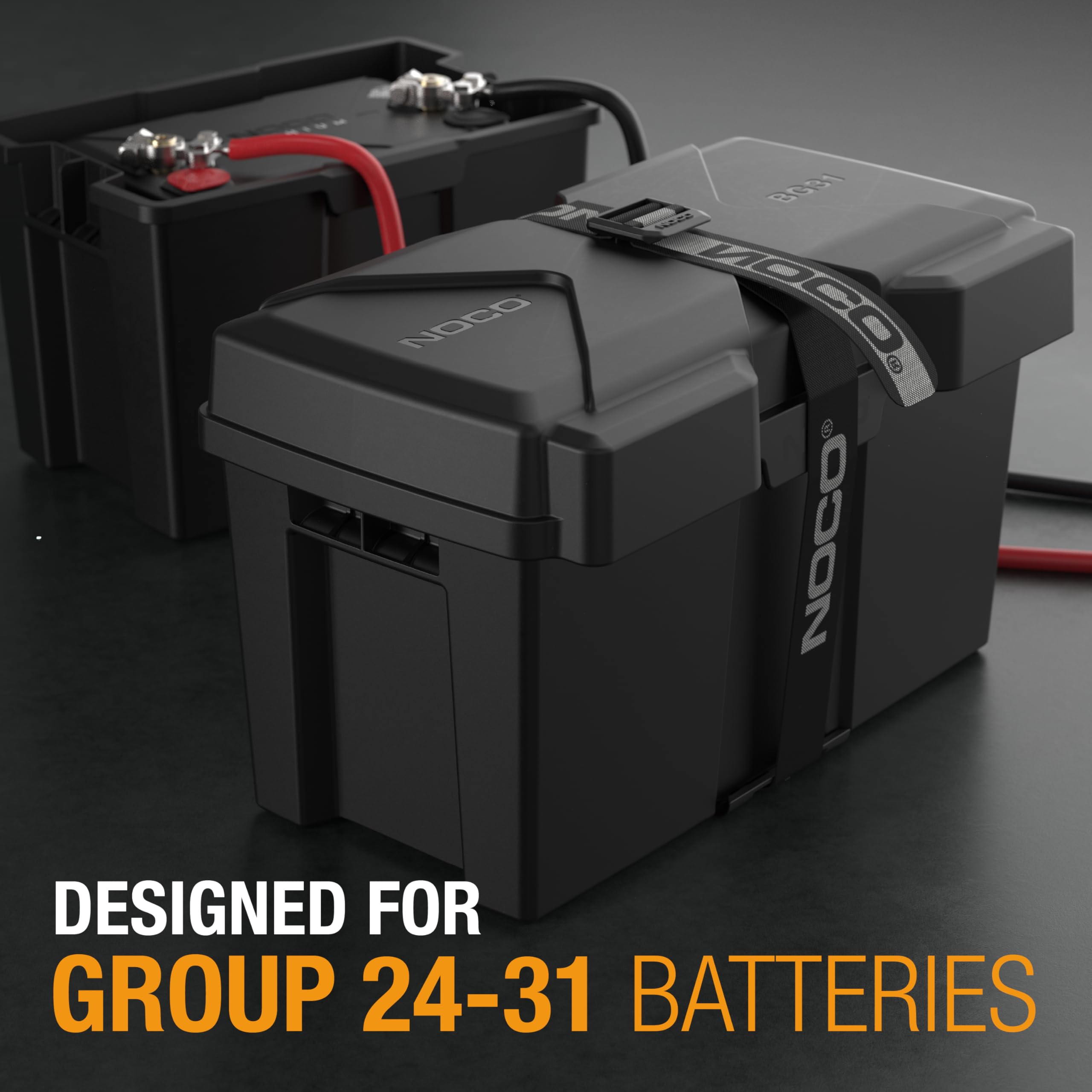 BG31 NOCO Snap-Top Battery Box, Group 24-31 12V Battery Box for Marine, Automotive, RV, Boat, Camper and Travel Trailer Batteries