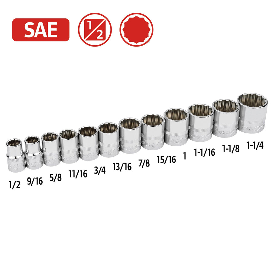 12 Pc. Ingersoll Rand 1/2 in. Drive Shallow Socket Set - SAE 12 Pt.- 752052