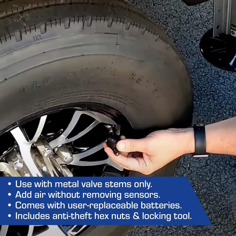 TST Tire Pressure Monitoring System 507, 2 Flow Thru Sensors for Metal Valve Stems by Truck System Technologies, TPMS for Caravans, Motorhomes and campervans