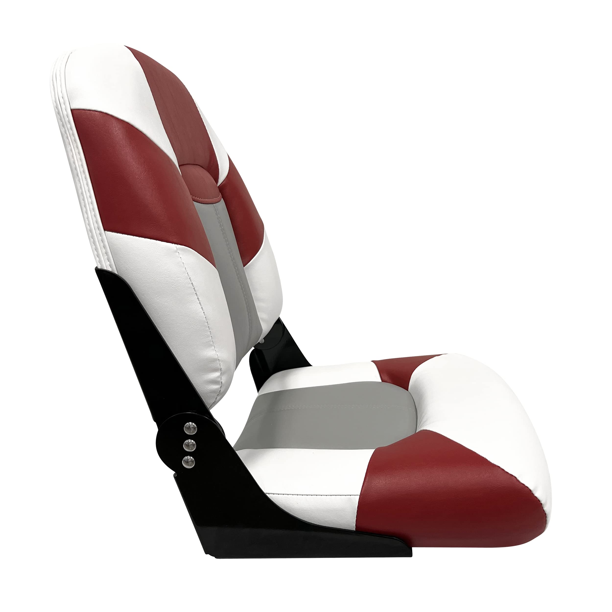 Baja Series Wise High Back Boat Seat, Brite White/Grey/Dark Red 1461-1774