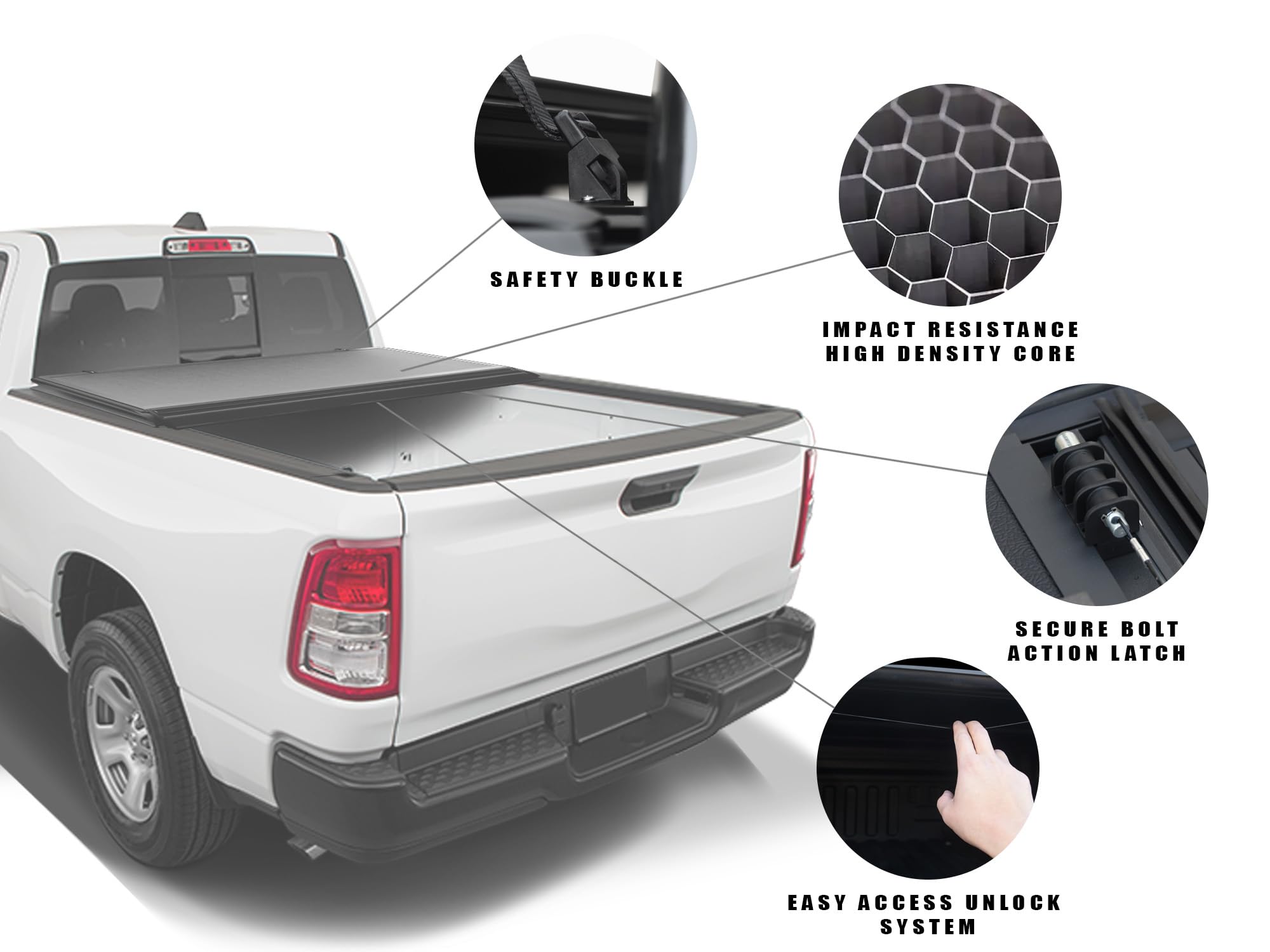 CoveRex Armordillo TFX Series Low Profile Hard Tri-Fold Truck Bed Tonneau Cover|Compatible with 2024-2025 Toyota Tacoma 5 Ft (60") Short Bed|8735558|Flush Mount|Truck Bed Cover