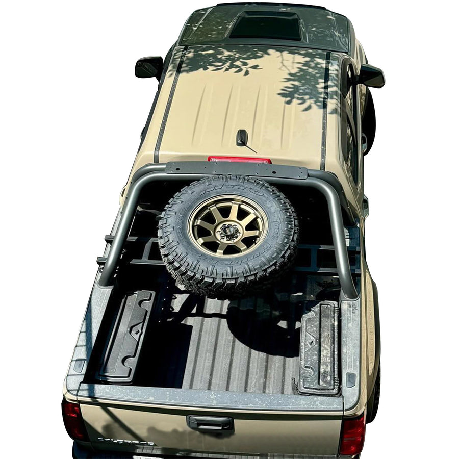 Stark Tire Carrier Black Black Horse Compatible with 05-25 Tacoma|15-25 Colorado|Canyon|19-25 Ranger|05-25 Frontier|19-25 Jeep Gladiator-STC03