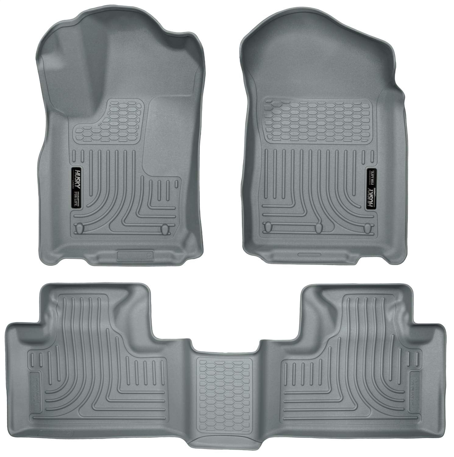 Weatherbeater Husky Liners | Fits 2011-2015 Dodge Durango/Jeep Grand Cherokee - Front & 2nd Row Liner - Grey, 3 pc. | 99052