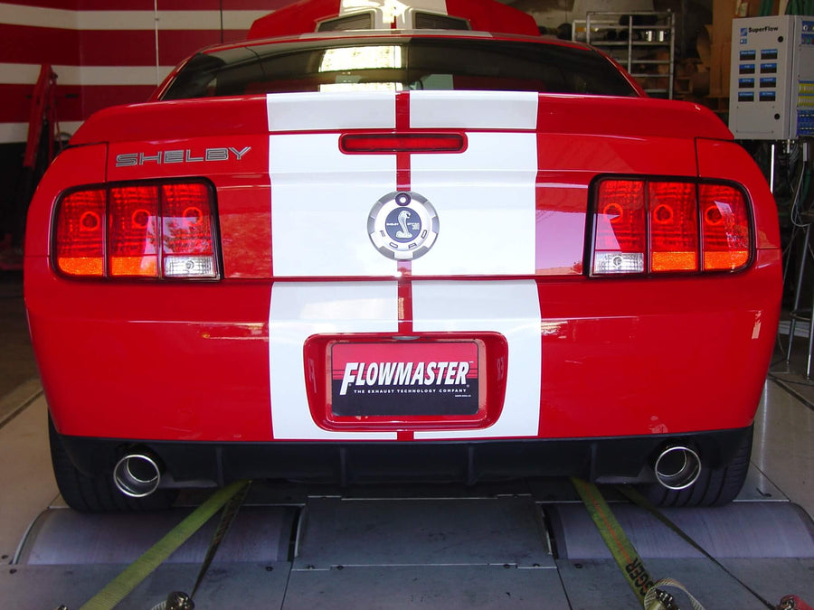 17410 Flowmaster Force II Axle-Back Exhaust Kit 2.5 Inch Aluminized Steel 4 Inch Polished 304 Stainless Steel Tips Compatible with 2005-2010 Ford Mustang GT, GT500 & California Special 4.6L 5.4L
