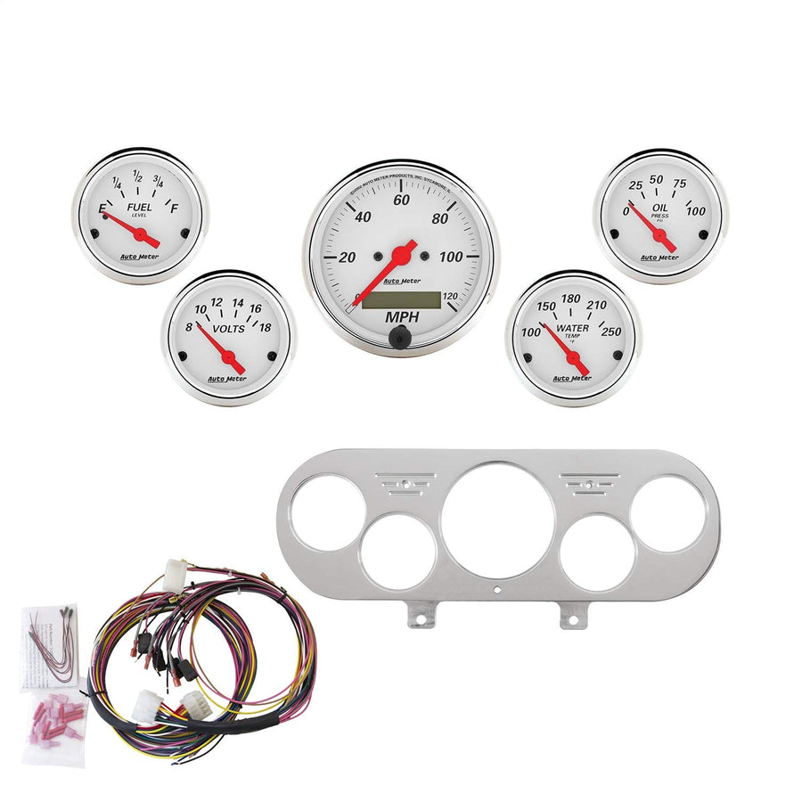 Gauge Kit AutoMeter 7044-AW, 5 Pc, Nova 62-65, Mph/Fuel/Oilp/Wtmp/Bat, Aw