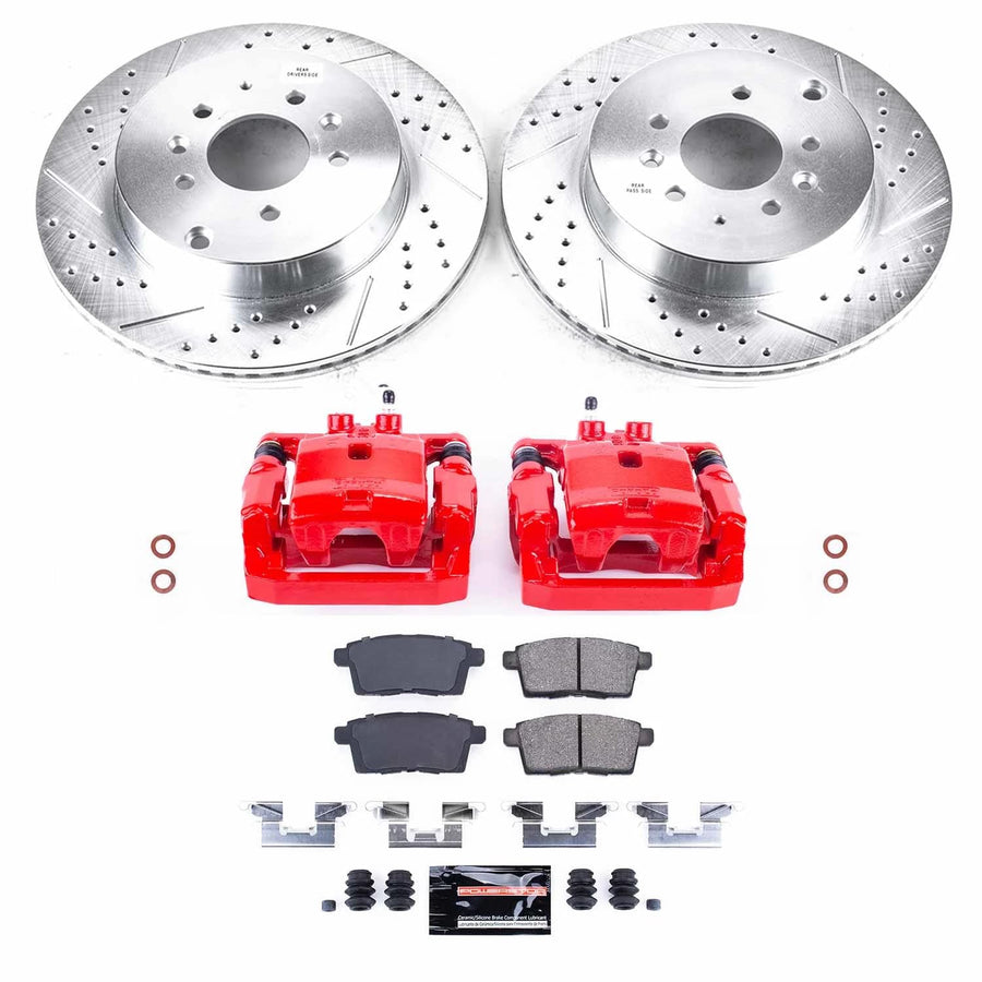 Z23 Evolution Power Stop KC5877A Rear Brake Caliper Kit-Brake Rotors, Carbon-Fiber Ceramic Brake Pads, Calipers For Mazda CX-9 2007-2015 [Model Specific]