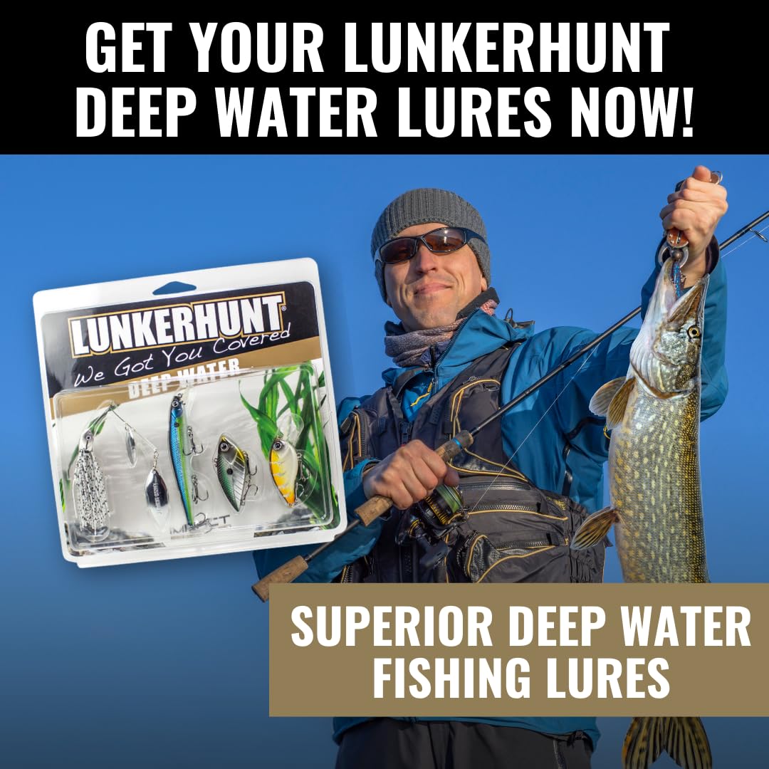 Deep Diving LUNKERHUNT Crankbaits – 4-Pack | Premium Hard Bait Fishing Lures for Bass, Walleye & Saltwater | Ideal for Deep Water Action