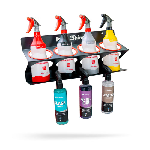 Maxshine Spray Bottle Holder Universal (16oz/34oz) - Holds 7 IK Trigger Sprayers with 3 Small Holes, Sturdy & Lightweight Wall-Mounted Organizer for Detailing Accessories