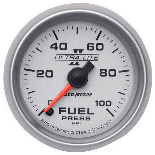 Auto Meter Ultra-Lite II 2-1/16" 0-100 PSI Full Sweep Electric Fuel Pressure Gauge 4963