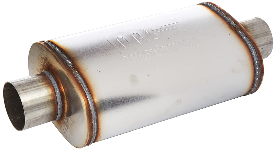 MagnaFlow Exhaust Performance Muffler 12219: 3"/3" Inlet/Outlet, 5x8x14" Oval, Stainless Steel, Satin Finish