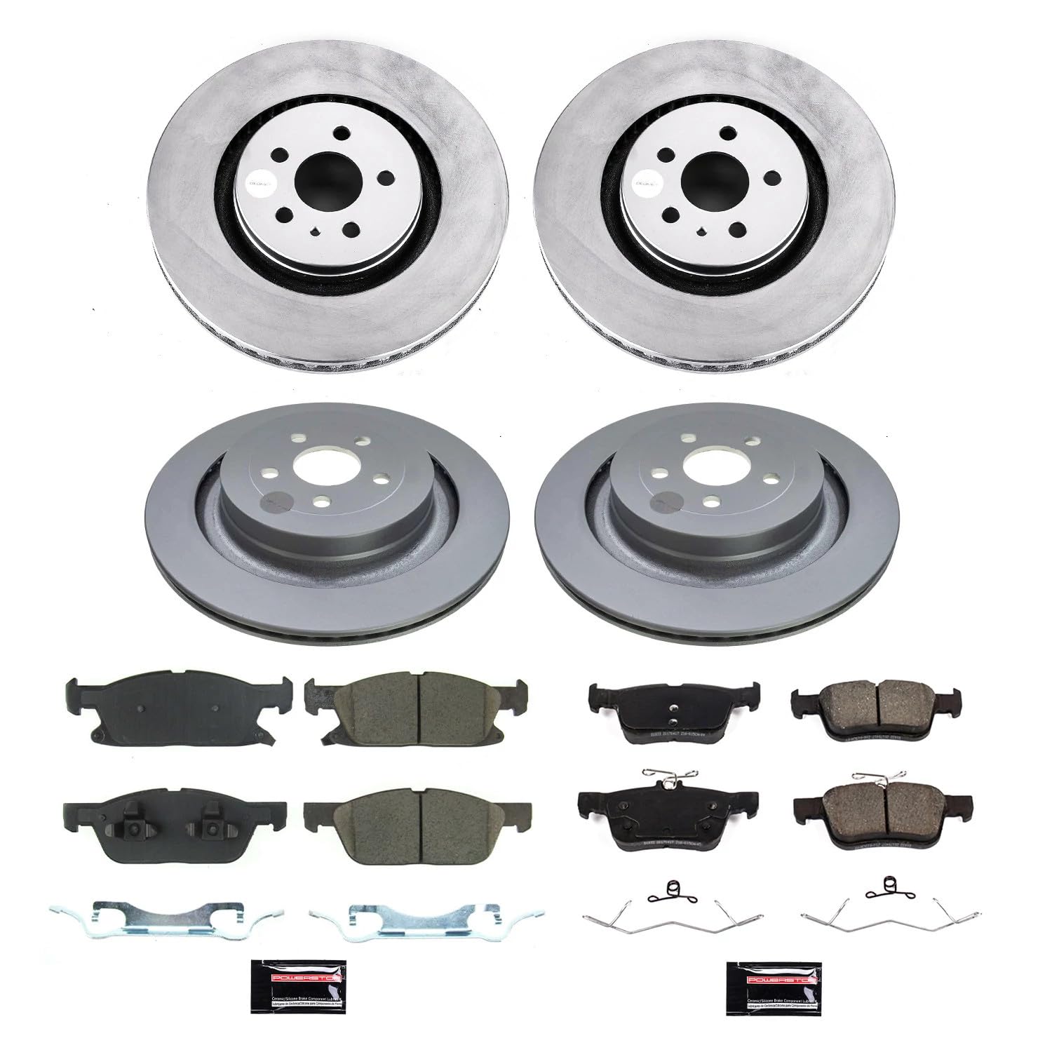 Power Stop CRK8535 Front and Rear Geomet Coated Brake Rotor and Pad Kit For Ford Edge 2019-2021, Lincoln Nautilus 2019-2021 [Model Specific]