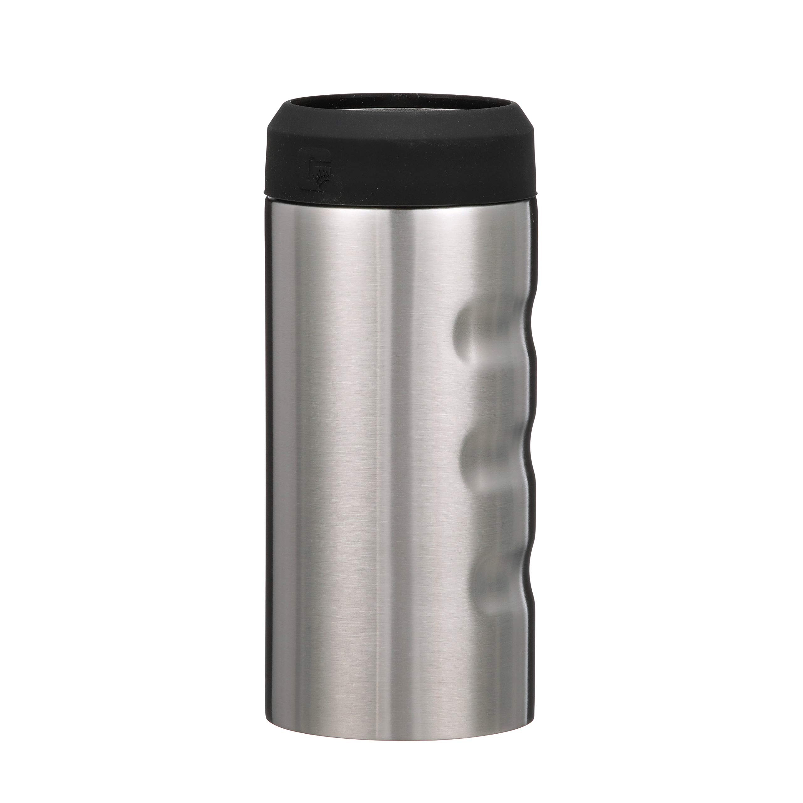 Slim Can Grizzly Grip | 12 oz Stainless Steel Vacuum Insulated Can Cooler | For 12 oz Slim Energy and Seltzer Cans Reusable Durable | Brushed Stainless