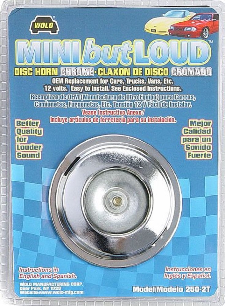 Mini But Loud Wolo (250-2T) Disc Horn - 12 Volt, Chrome Finish