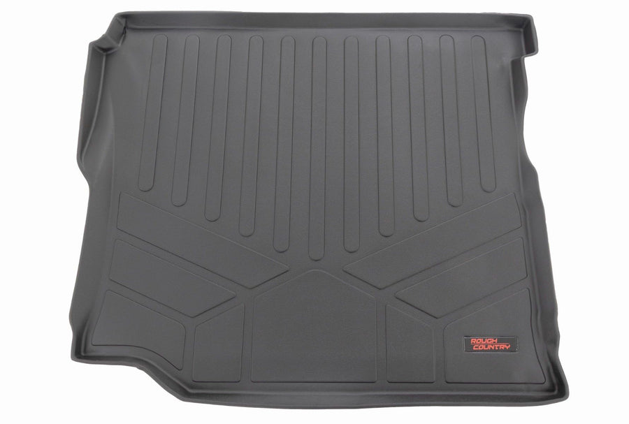 Rough Country Rear Cargo Mat for Jeep Wrangler JL Unlimited (2018-2024) w/Subwoofer - Non-Slip Waterproof Flexible Floor Mat, Front & Rear Set