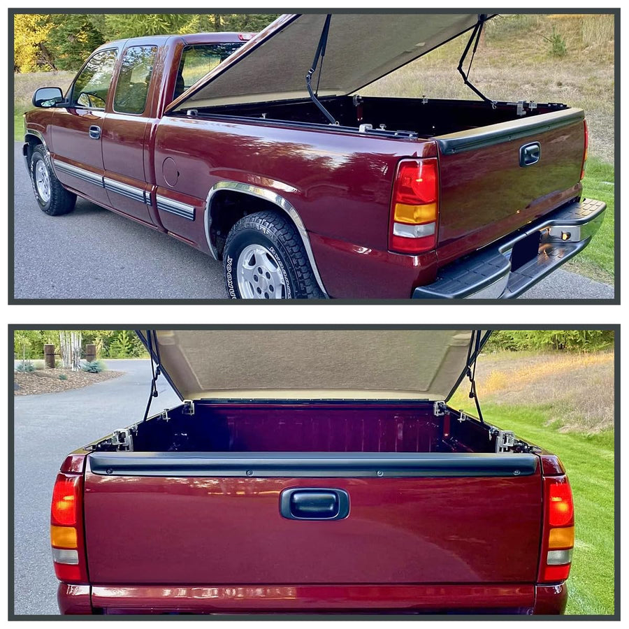 Tailgate Molding Protector Spoiler Cap Top Cover Spec-D Tuning Compatible with 1999-2007 Chevy Silverado Fleetside BLS/LT/SLE/SLT