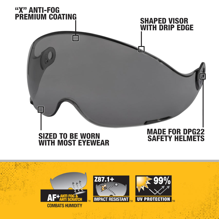 DEWALT Visor DPG22-SH with Premium Anti-fog+ Smoke Lens Designed to Fit DPG22 Type II Helmet