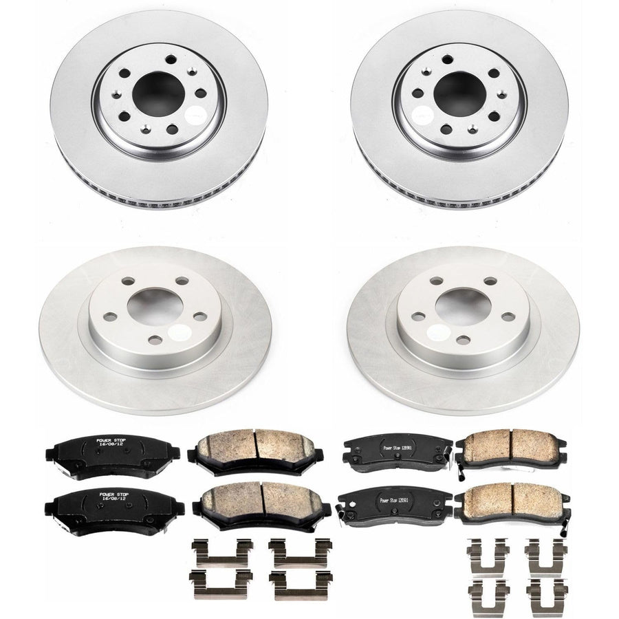 Power Stop CRK2733 Brake Rotor & Coated Ceramic Brake Pads- front & rear For Cadillac Seville 2003-2004 [Vehicle Specific]