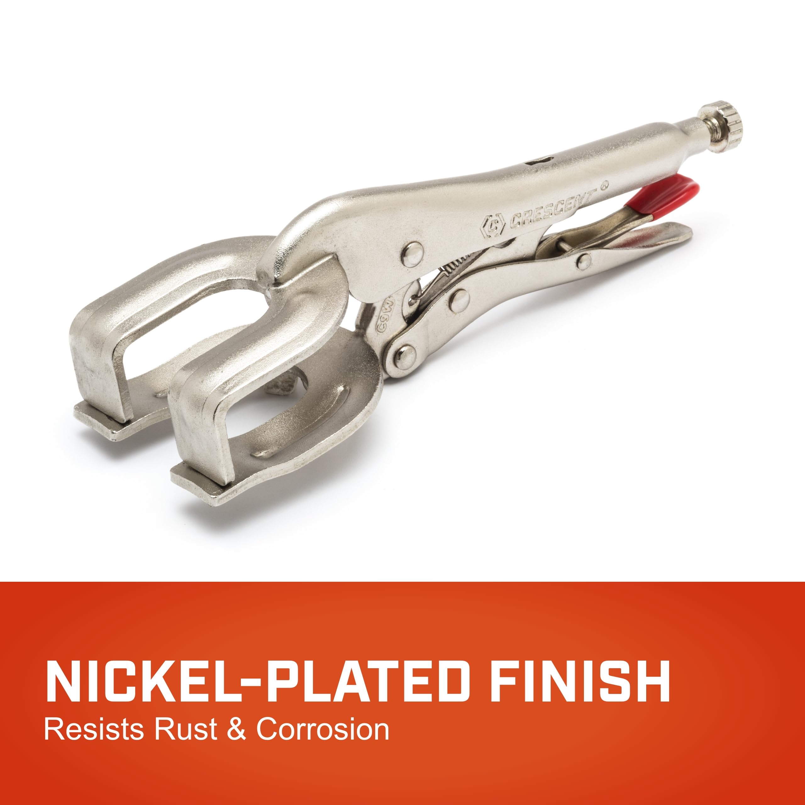 Locking Crescent Welding Clamp - Heavy-Duty Clamp for Metal Working with Hex Key Recess & Compound Action - C9WN - 9", Red