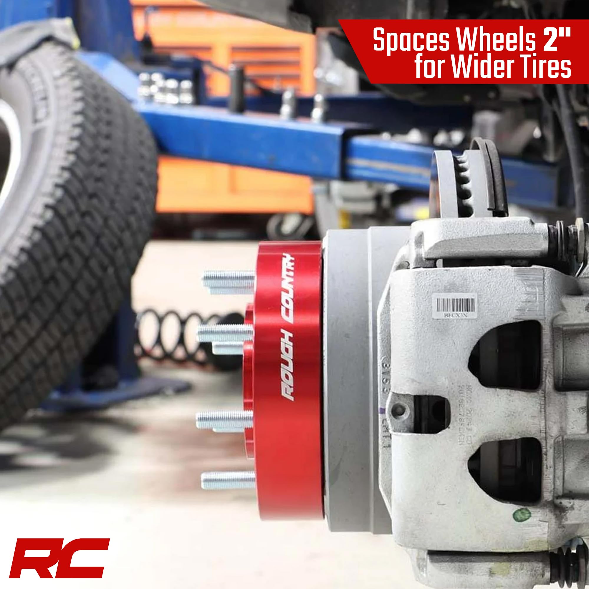 Rough Country 2" Wheel Spacers for 4WD Ford F-250/F-350 SuperDuty (2003-2026) - Fits 8x170mm Bolt Pattern, Anodized Red, 2 PCS