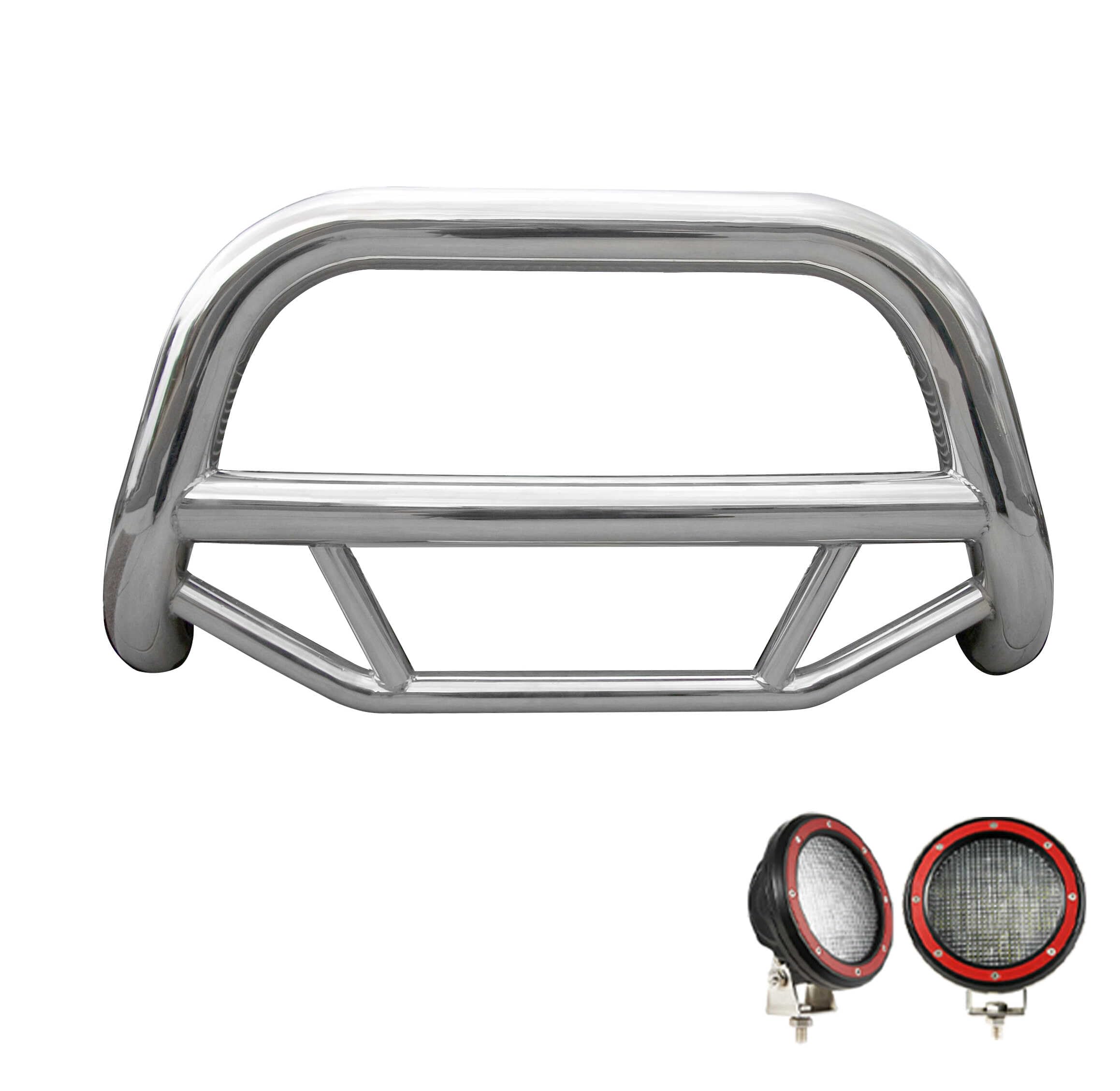 Max Bull Bar Kit Black Horse No Skid Plate Stainless Steel Compatible with 2018-2024 GMC Terrain|2018-2024 Chevrolet Equinox-MBS-C2902-PLFR