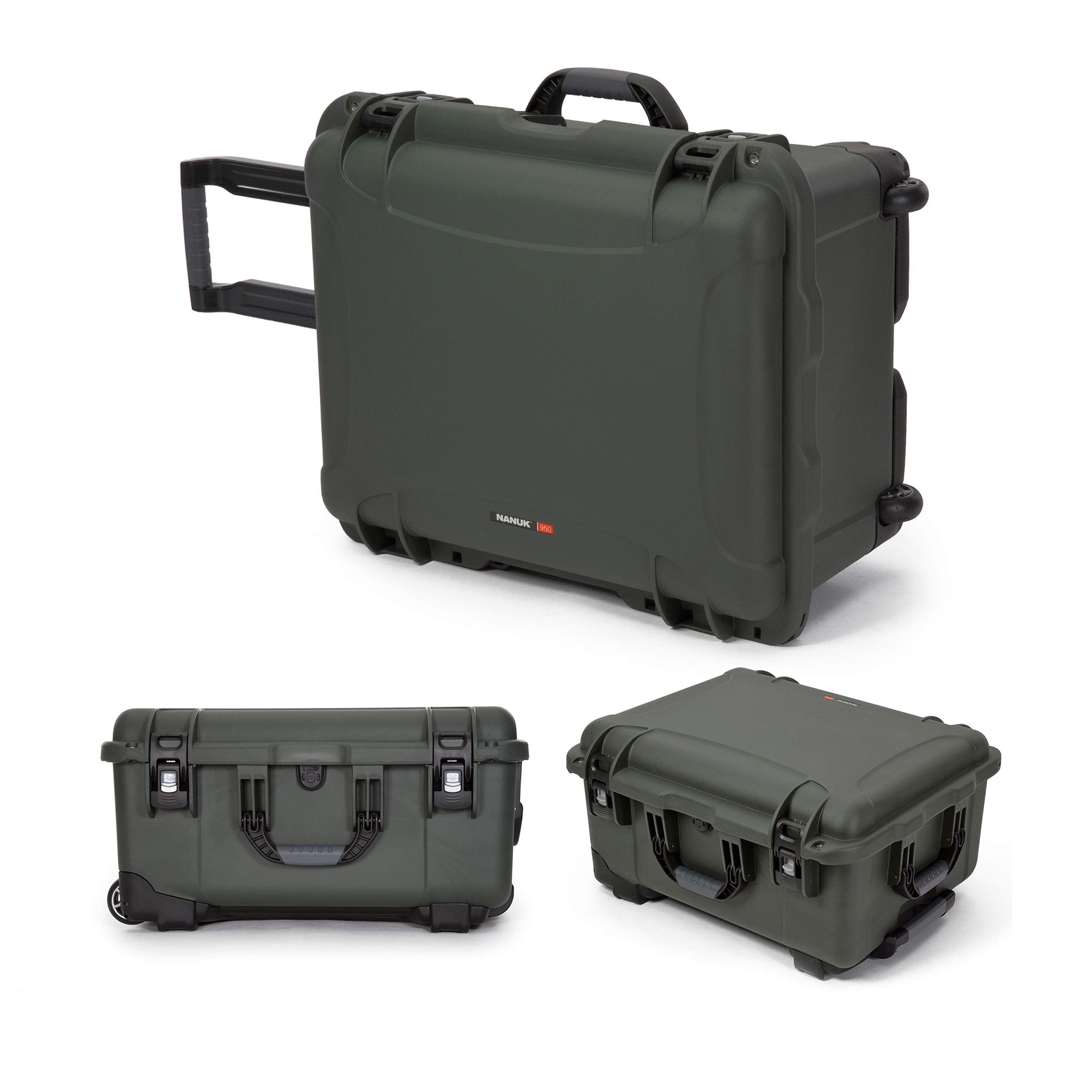 950 Nanuk Waterproof Hard Case for Pistols 15UP w/Wheels - Olive