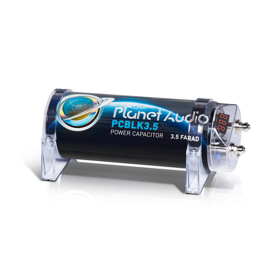 Car Capacitor Planet Audio PCBLK3.5 – 3.5 Farad, Energy Storage, Enhance Bass from Stereo, Warning Tones, LED Voltage Meter