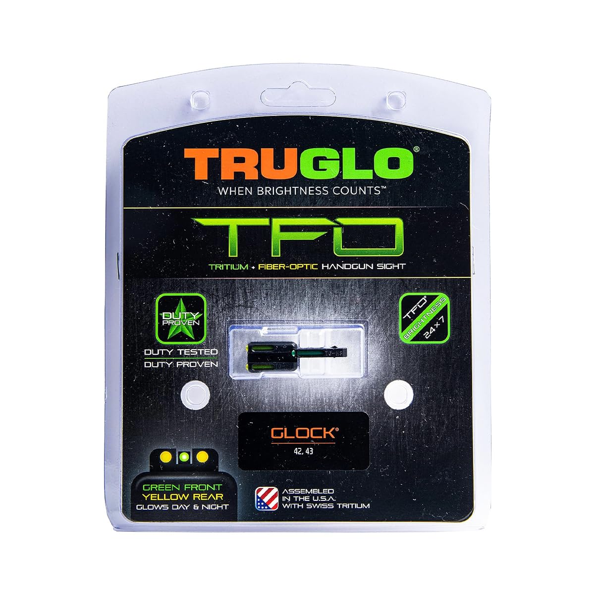 Tritium and Fiber-Optic TRUGLO Handgun Sights for Glock Pistols