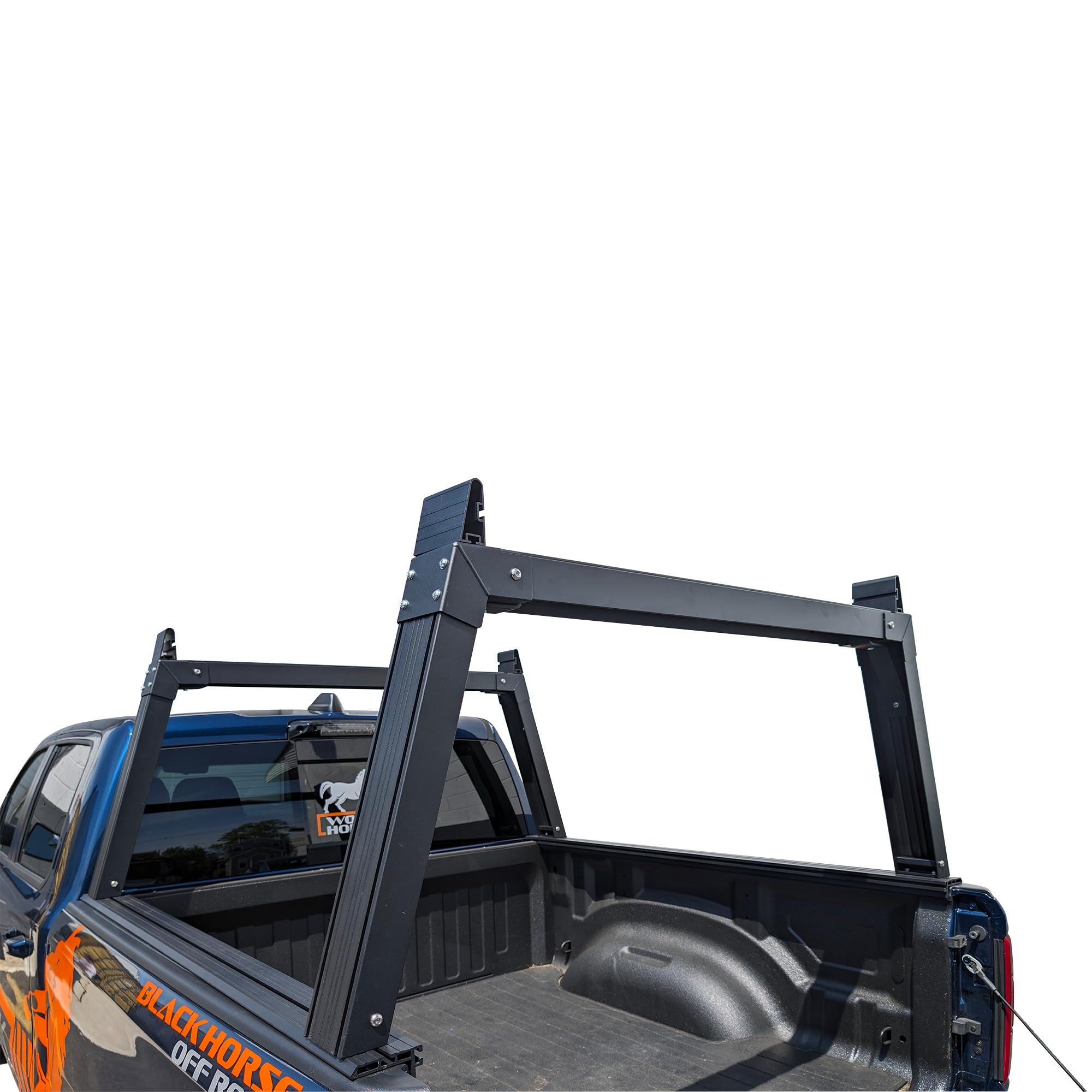 Heavy Duty Black Horse Ladder Rack Base System 6.5' Bed Black Powder Coated Compatible with All 3/4-ton Trucks with 6.4ft to 6.7ft Bed Length Not Compatible with tonneau covers-CSURHD65B