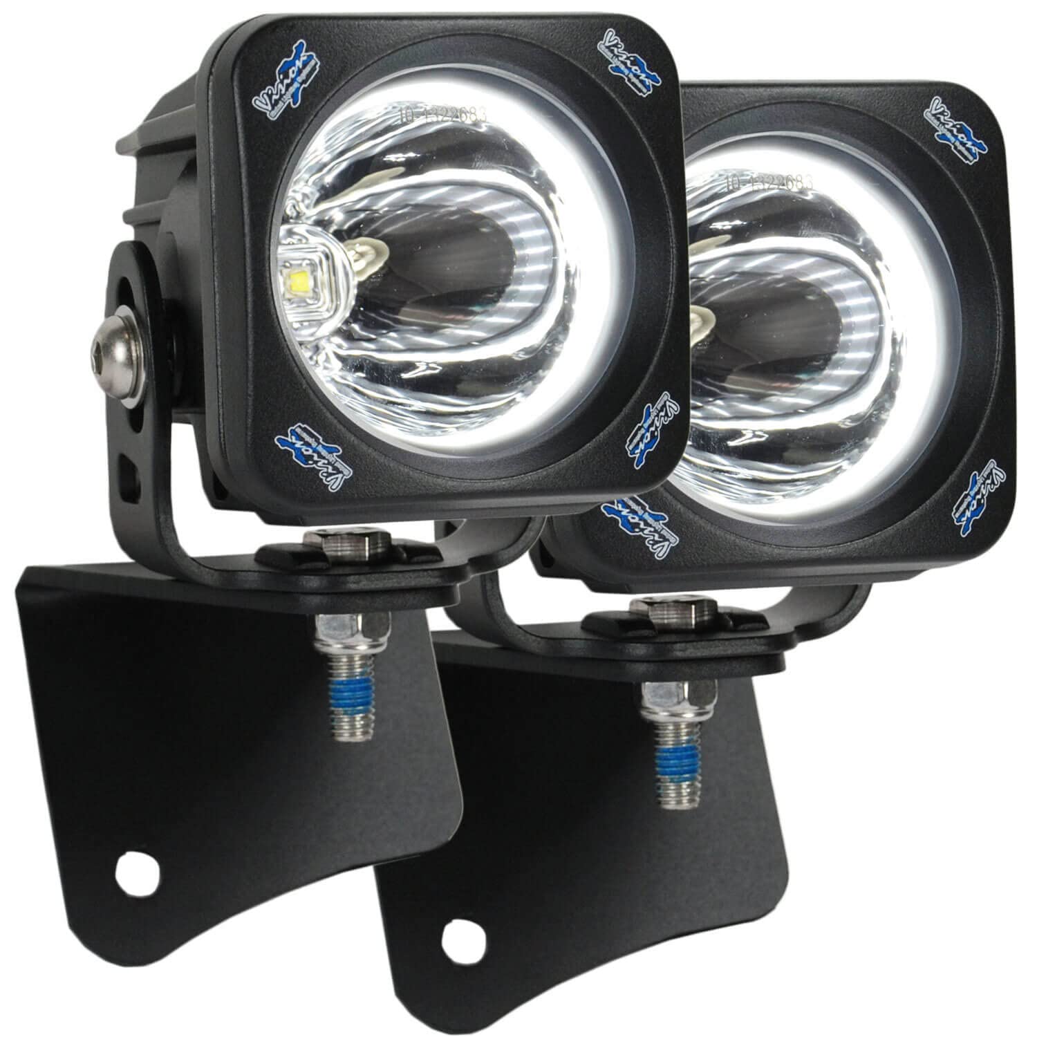 Optimus Halo Square 15 Degree Light and Harness with Vision X 9892818 A-Pillar Light Mount Bracket