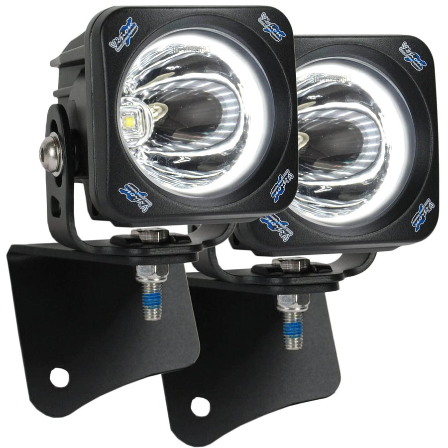 Optimus Halo Square 15 Degree Light and Harness with Vision X 9892818 A-Pillar Light Mount Bracket