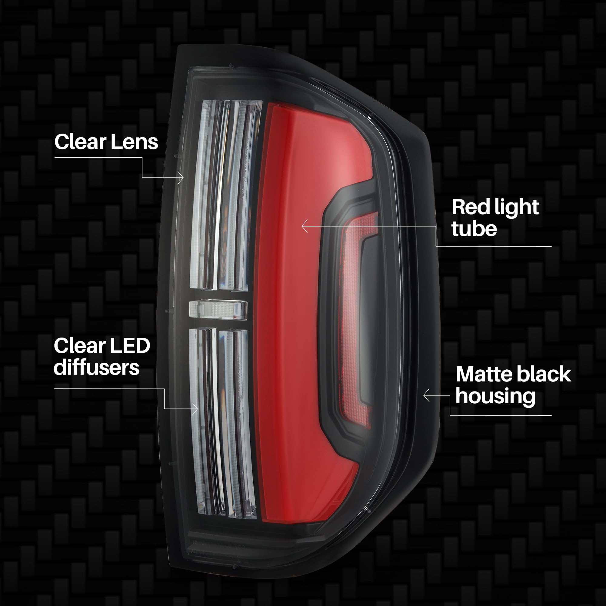 NOVA-Series AlphaRex LED Tail Lights Compatible with 14-21 Tundra (Black-Red)