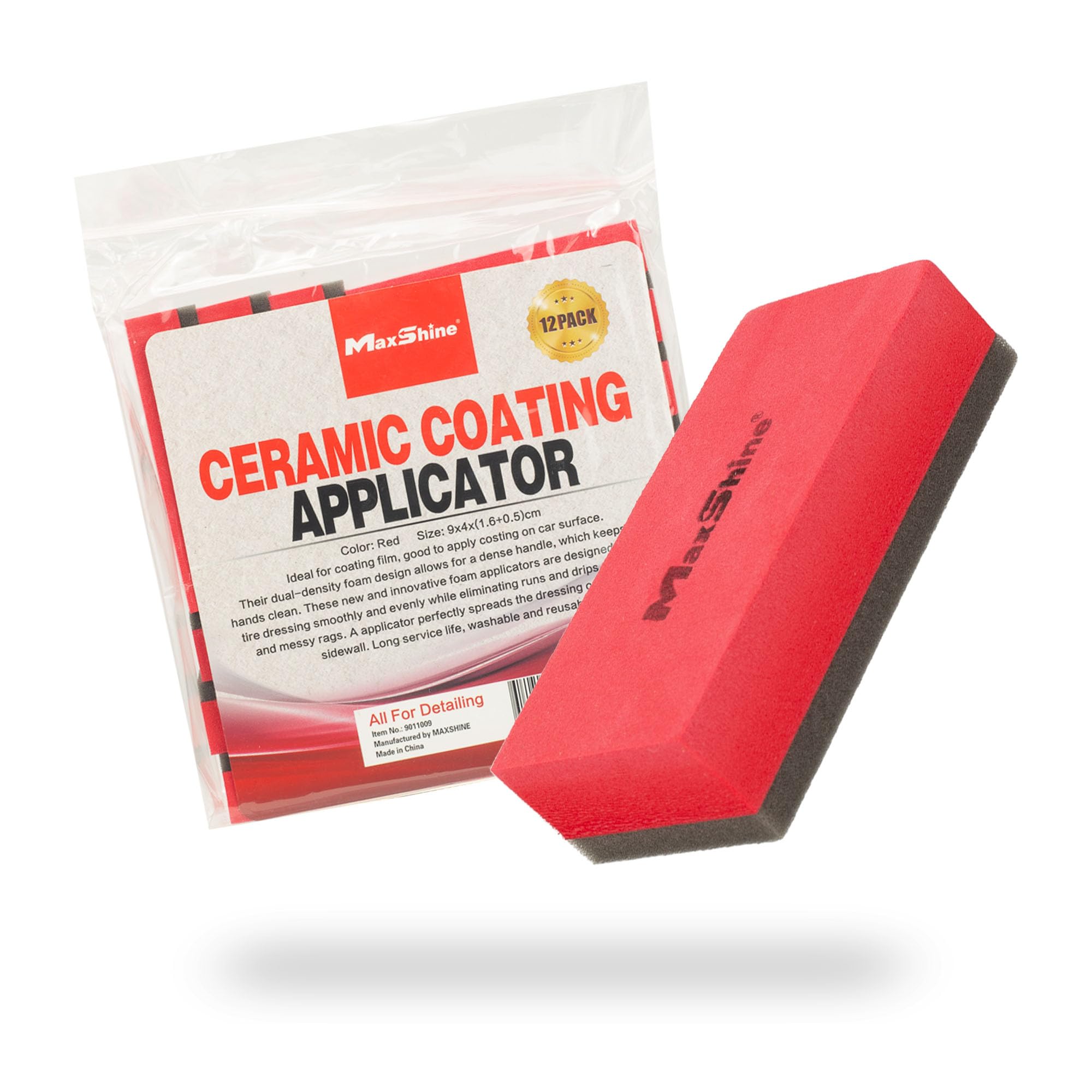 Maxshine Applicator Pack, Ceramic Coating 12-Pack | Professional Pads for Ceramic & Graphene Coatings | Ideal for Car Paint, Plastic Trim, Rubber & Metal Surfaces | Auto Detailing Supplies