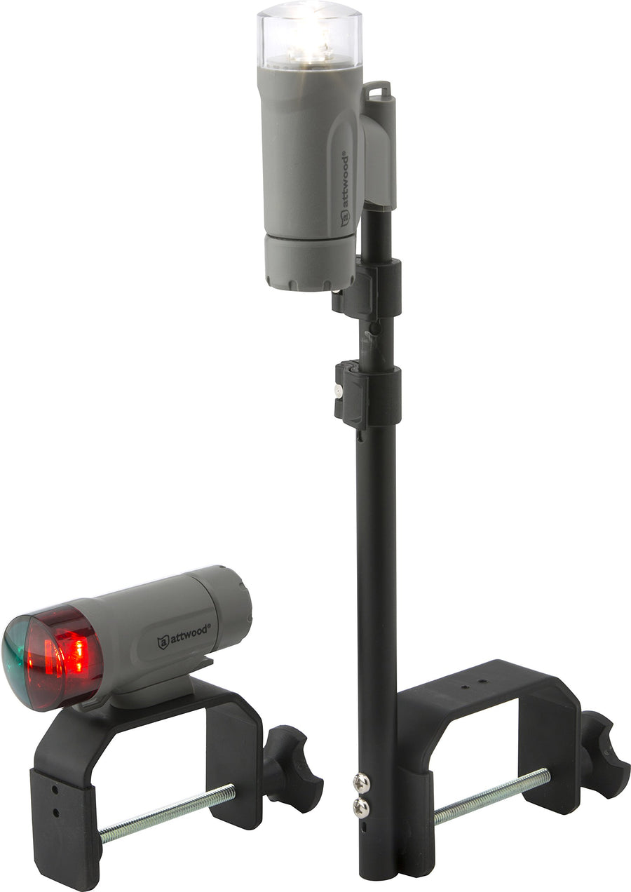 Portable attwood 14190-7 Water-Resistant Clamp-On LED Light Kit with Marine Gray Finish