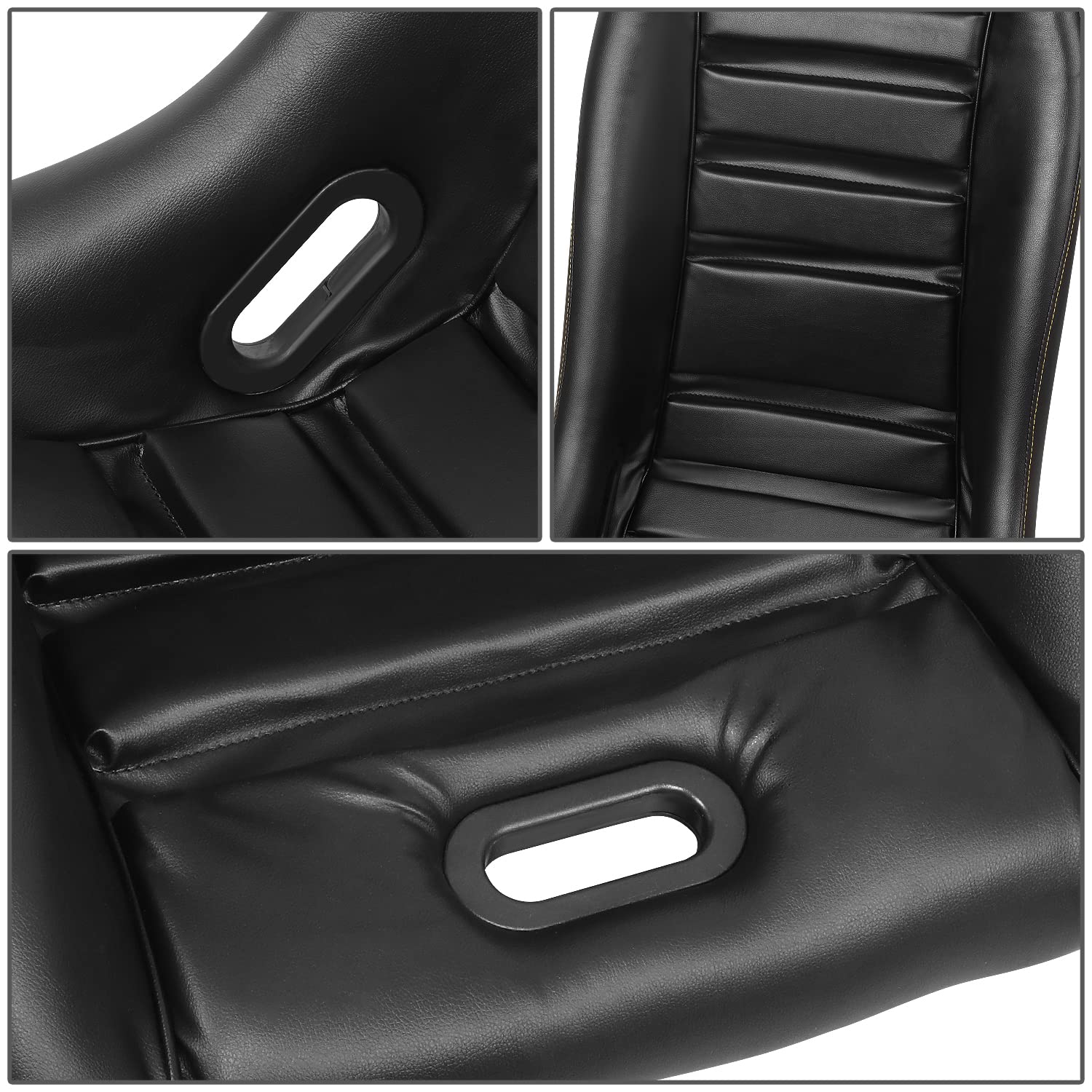 Prisma GT Fixed Back Bucket Racing Seat NRG Innovations PRI-100BK-ARCADE with Side Mount Bracket,Black Leather Yellow Stitching/GT-S Arcade Yellow Sparkled Back